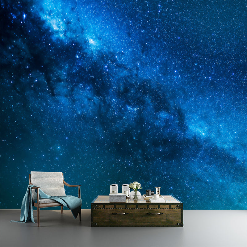 Big Modern Art Wallpaper Mural Blue Distant Parts of Galaxy Wall Covering, Custom Size Clearhalo 'Wall Decor' 'Wall Mural' 1783891