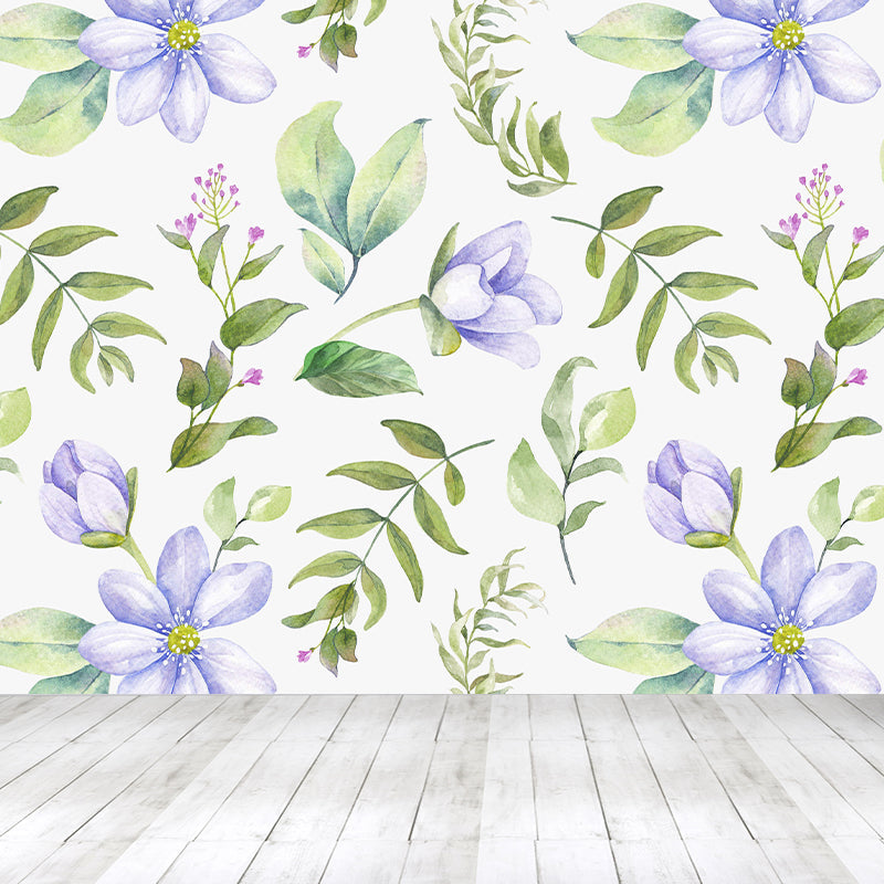 Modern Blossom Flower Print Mural Wallpaper Pastel Color Florentine Wall Covering Clearhalo 'Wall Decor' 'Wall Mural' 1783935