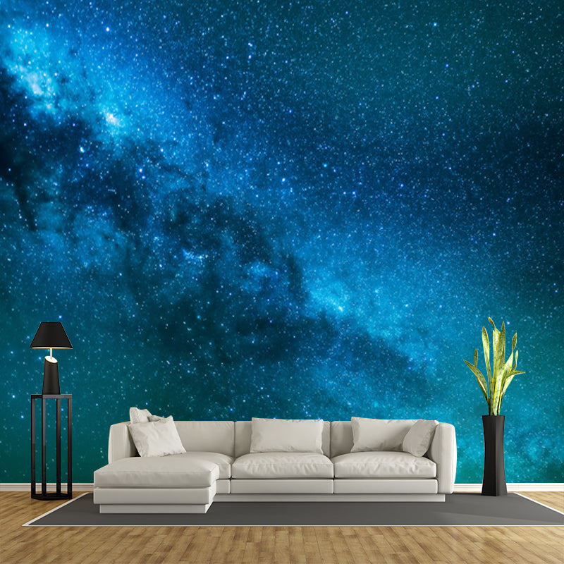 Customized Photography Nordic Mural with Close-Up View of Milky Way Pattern in Aqua Aqua Clearhalo 'Wall Decor' 'Wall Mural' 1783993