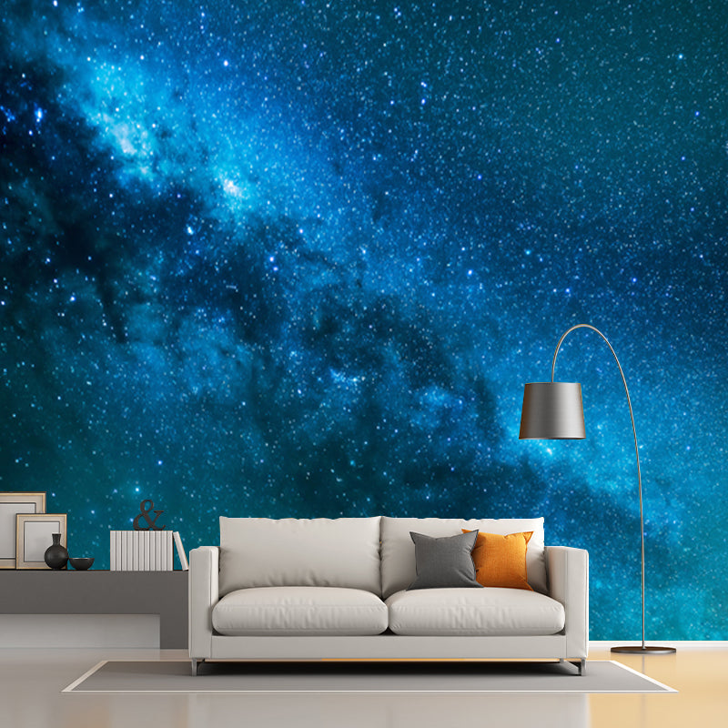 Customized Photography Nordic Mural with Close-Up View of Milky Way Pattern in Aqua Clearhalo 'Wall Decor' 'Wall Mural' 1783994