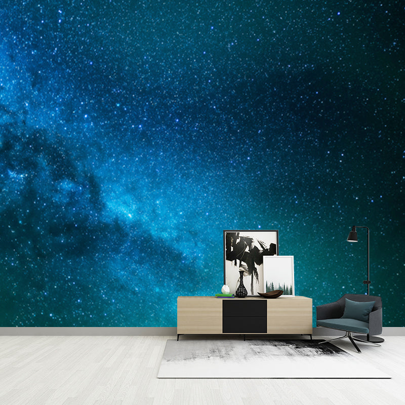 Customized Photography Nordic Mural with Close-Up View of Milky Way Pattern in Aqua Clearhalo 'Wall Decor' 'Wall Mural' 1783995