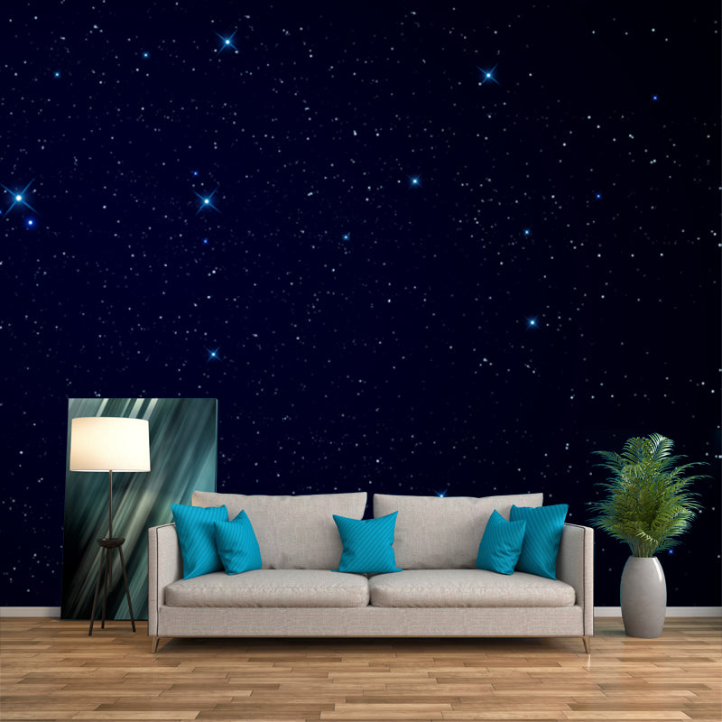 Whole Glittering Star Wall Mural Modern Resplendent Night Sky Wall Covering in Black Black Clearhalo 'Wall Decor' 'Wall Mural' 1784028