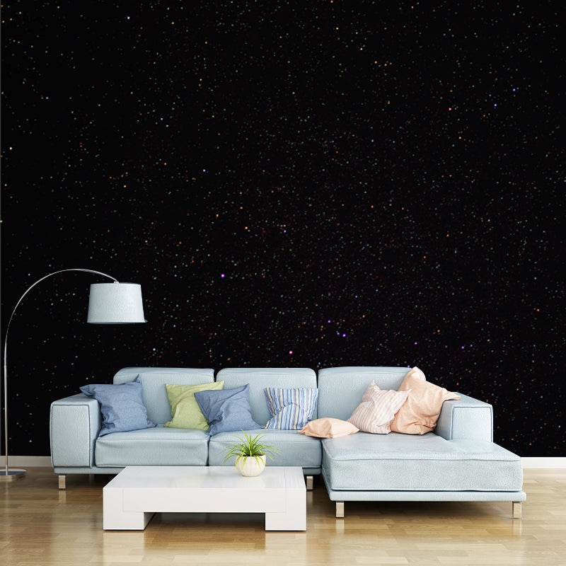 Photo Print Contemporary Mural Black Night and Starry Sky Wall Covering, Optional Size Clearhalo 'Wall Decor' 'Wall Mural' 1784035