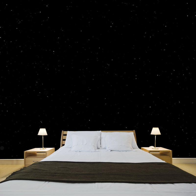 Photo Print Contemporary Mural Black Night and Starry Sky Wall Covering, Optional Size Clearhalo 'Wall Decor' 'Wall Mural' 1784039