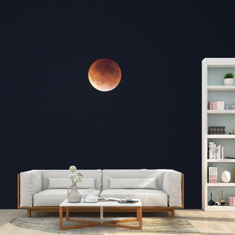 Photography Waxing Moon Mural Decal Full-Size Wall Covering for Bedroom, Custom Print Clearhalo 'Wall Decor' 'Wall Mural' 1784280