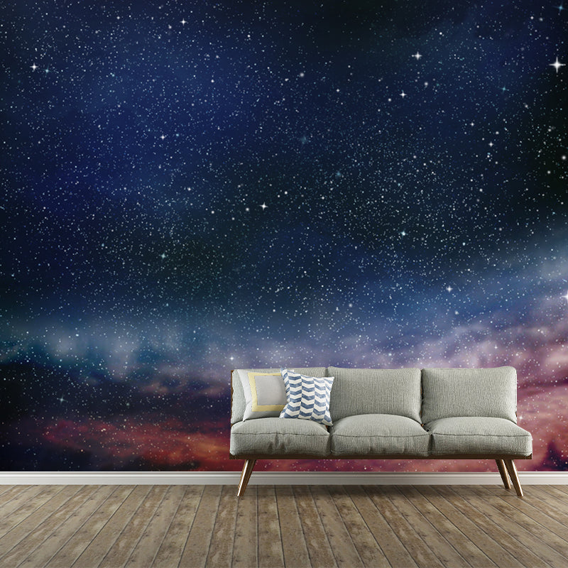 Dreamy Galaxy Night Mural Decal Indoor Space Universe Wall Covering, Made to Measure Blue-Brown Clearhalo 'Wall Decor' 'Wall Mural' 1784289