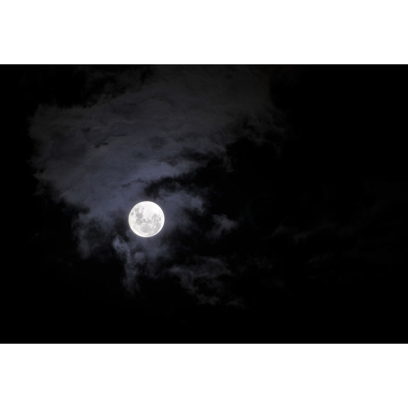 Moon on Misty Sky Mural Decal in Black-White Modern Art Wall Covering for Accent Wall Clearhalo 'Wall Decor' 'Wall Mural' 1784411