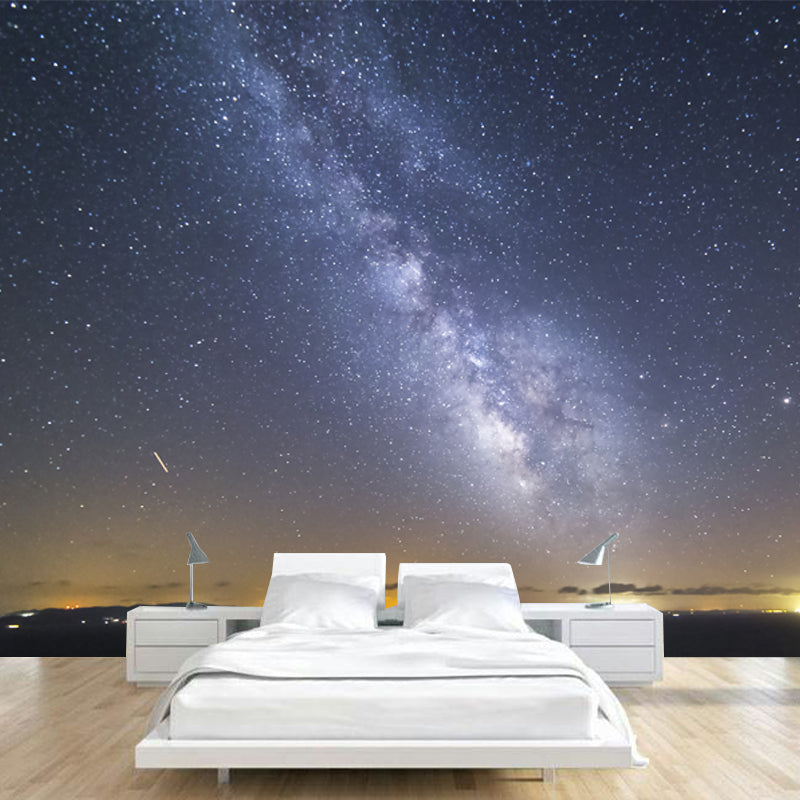 Distant City Night Galaxy Mural Modern Waterproofing Living Room Wall Art, Made to Measure Clearhalo 'Wall Decor' 'Wall Mural' 1784419