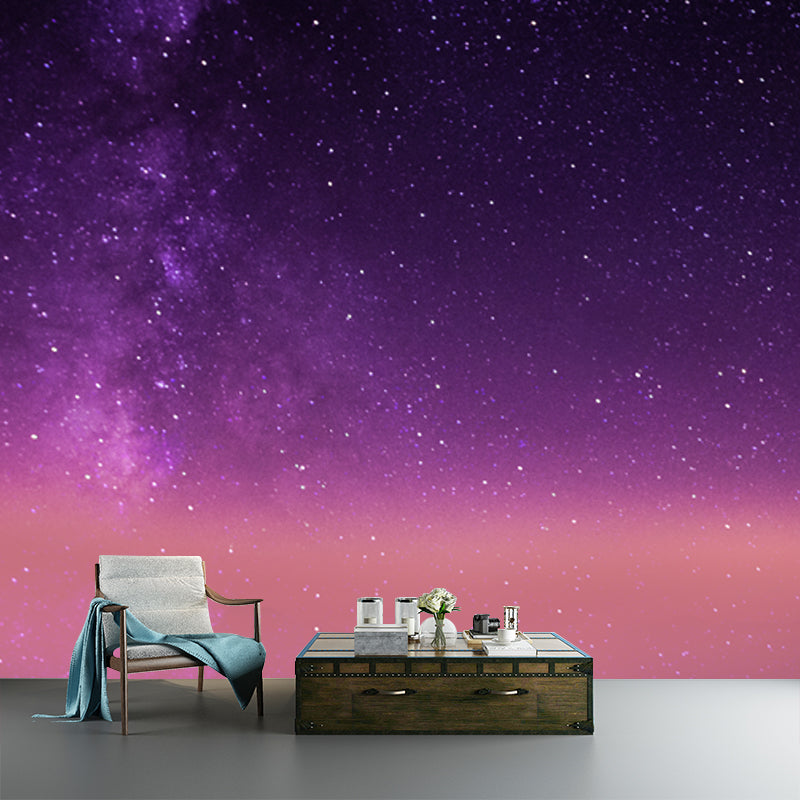 Modernist Stars Wallpaper Mural for Ceiling Custom Size Wall Art in Orange-Purple Orange-Purple Clearhalo 'Wall Decor' 'Wall Mural' 1784550