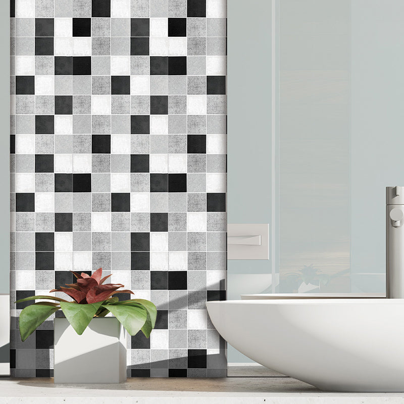 Bohemia Mosaic Tile Peel Wallpaper Border for Kitchen 5.2-sq ft Wall Covering in Black-Grey-White Black Gray-White Clearhalo 'Wall Decor' 'Wallpaper' 1784611