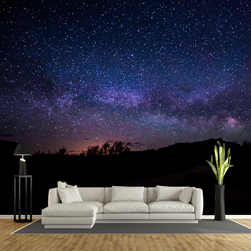 Stunning Galaxy Sky Wallpaper Mural for Bedroom, Blue-Purple, Personalized Print Clearhalo 'Wall Decor' 'Wall Mural' 1784626