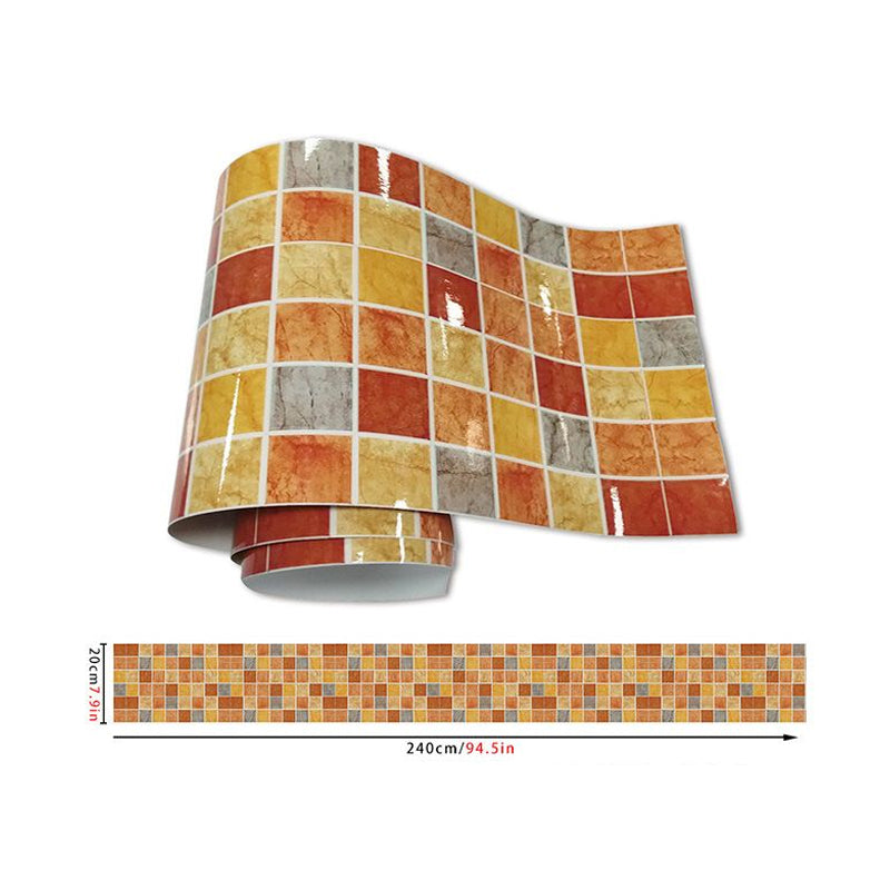 Bohemian Mosaic Tile Wallpaper Border Orange-Yellow Pick Up Sticks Wall Covering for Room Clearhalo 'Wall Decor' 'Wallpaper' 1784690