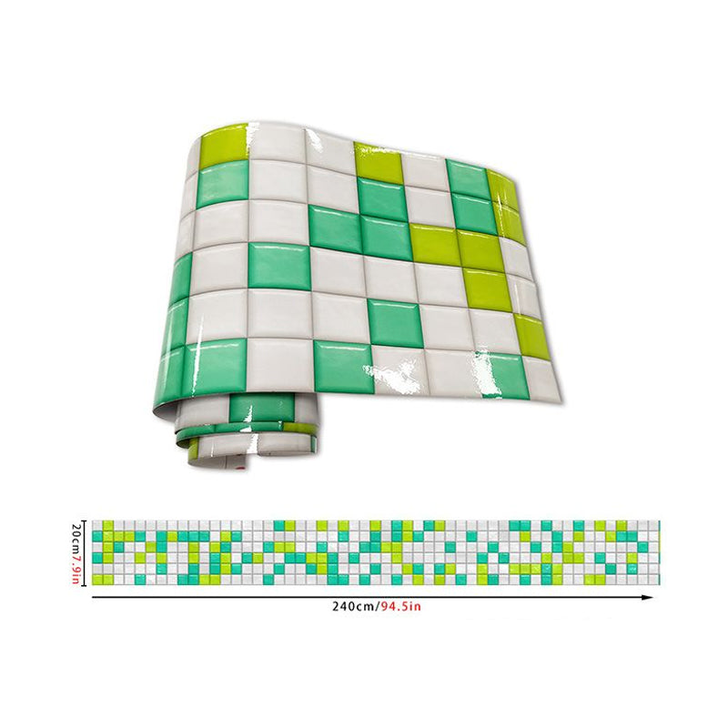 Mosaic Tile Wallpaper Border Boho Bright Architecture Peel Wall Art in Green and White, 5.2-sq ft Clearhalo 'Wall Decor' 'Wallpaper' 1784694