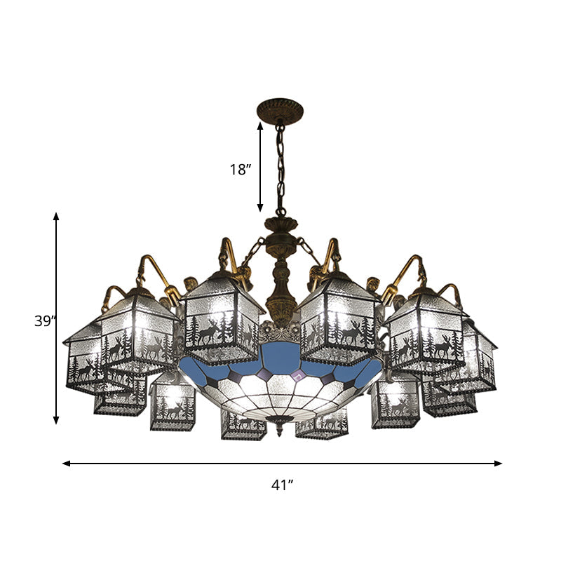 Traditional Hanging House Chandelier with Mermaid Glass Clear Hanging Light for Living Room Clearhalo 'Ceiling Lights' 'Chandeliers' 'Clear' 'Industrial' 'Middle Century Chandeliers' 'Modern' 'Tiffany Chandeliers' 'Tiffany close to ceiling' 'Tiffany' 'Traditional Chandeliers' Lighting' 178472