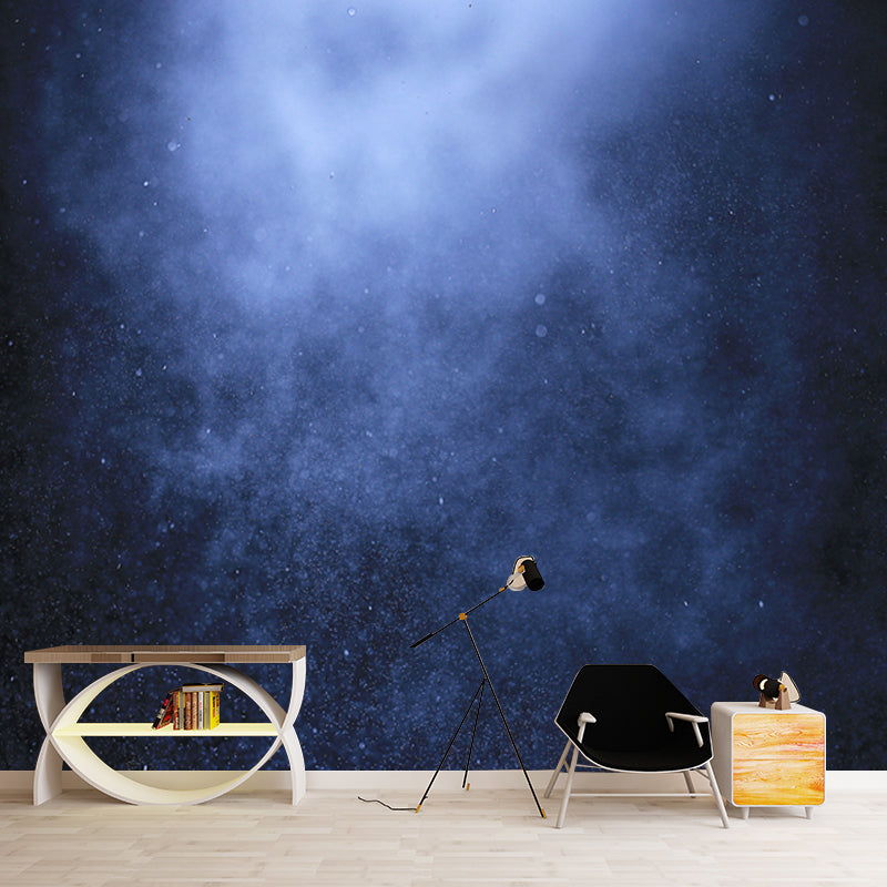 Modern Nebula Galaxy Mural Wallpaper Blue-Black Waterproof Wall Covering for Home Clearhalo 'Wall Decor' 'Wall Mural' 1784731