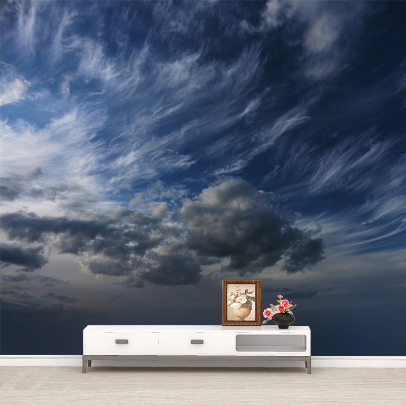 Photo Print Cloud Wallpaper Mural Modern Pretty Sky Scenery Wall Art in Sky Blue-White Sky Blue-White Clearhalo 'Wall Decor' 'Wall Mural' 1784744