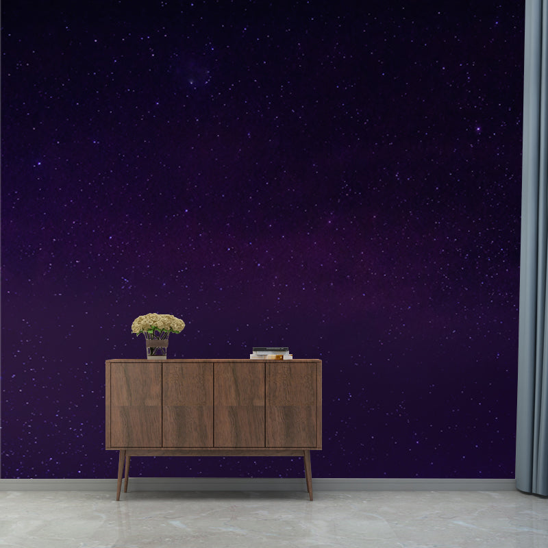 Bright Stars Wall Covering Mural for Bedroom, Purple, Personalized Size Available Clearhalo 'Wall Decor' 'Wall Mural' 1784760