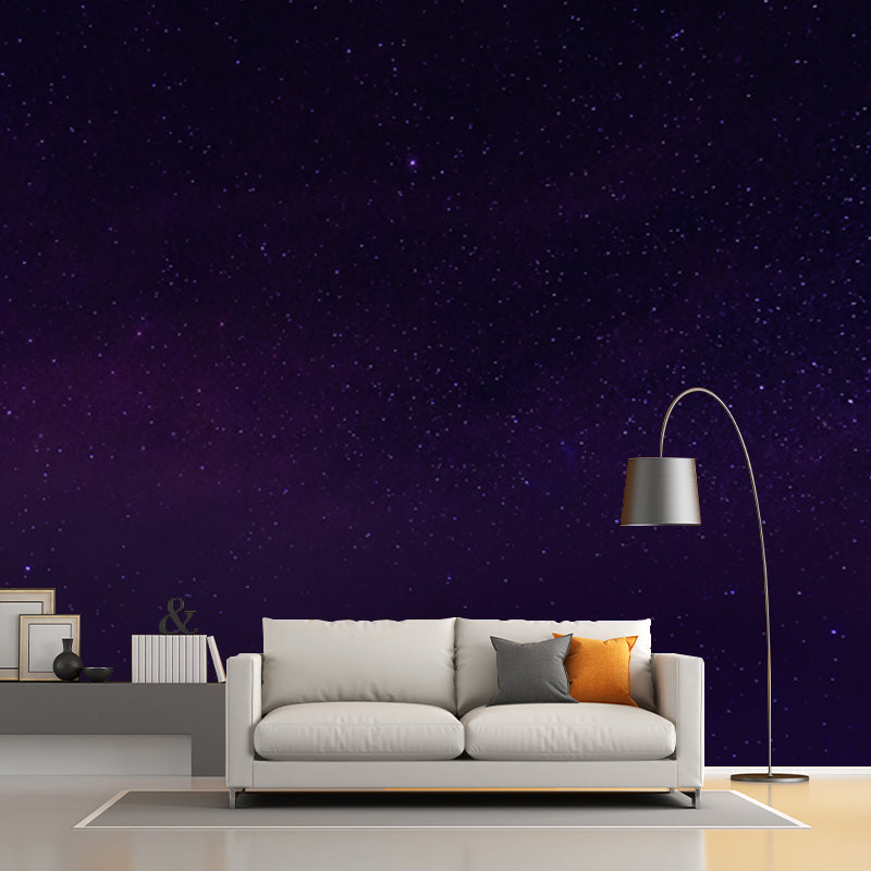 Bright Stars Wall Covering Mural for Bedroom, Purple, Personalized Size Available Clearhalo 'Wall Decor' 'Wall Mural' 1784761