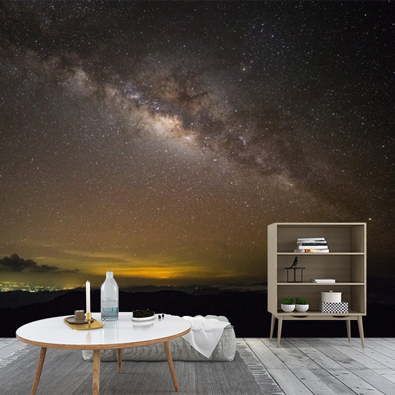 Luminous Star Sky Wall Mural for Bedroom Distant Night Town Wall Decor, Custom Print Clearhalo 'Wall Decor' 'Wall Mural' 1785054