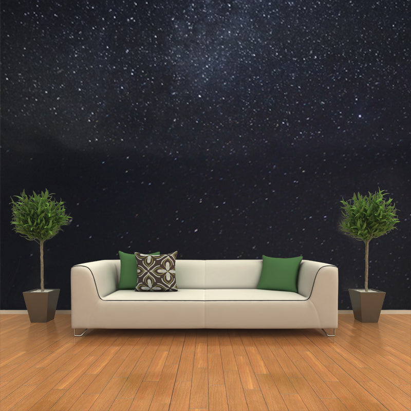 Black Night Sky Wallpaper Mural Starry Modern Waterproofing Wall Covering for Home Clearhalo 'Wall Decor' 'Wall Mural' 1785069