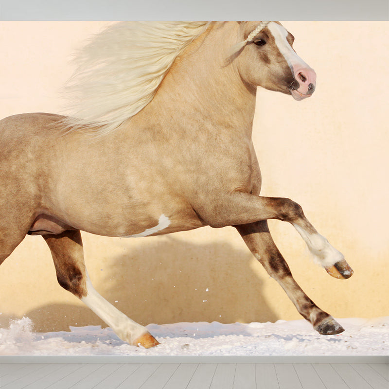 Pastel Color Running Horse Mural Wallpaper Animals Contemporary Stain-Proof Wall Art Clearhalo 'Wall Decor' 'Wall Mural' 1785169