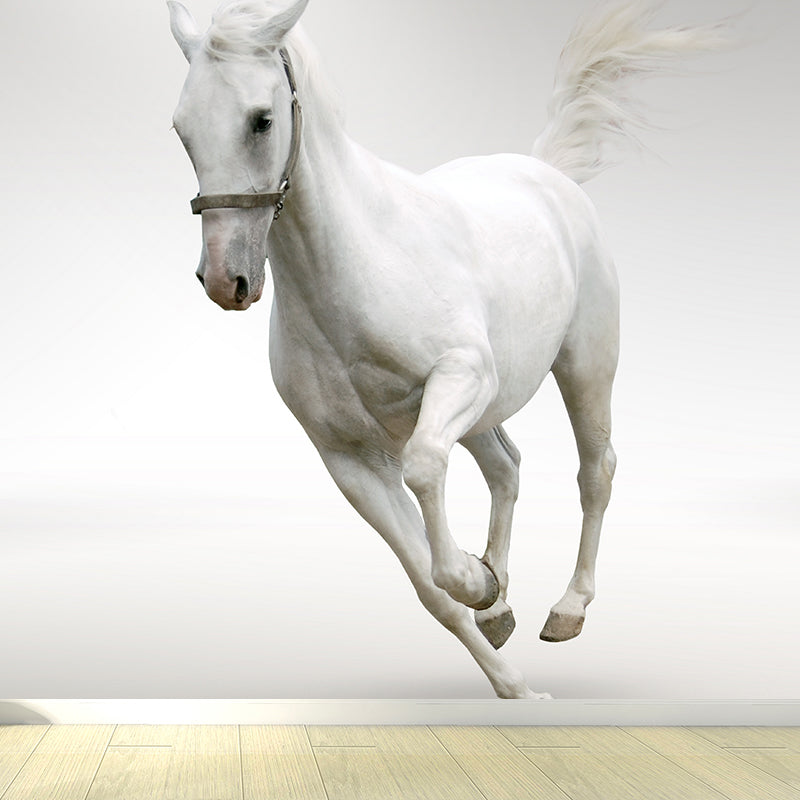 Pastel Color Running Horse Mural Wallpaper Animals Contemporary Stain-Proof Wall Art Clearhalo 'Wall Decor' 'Wall Mural' 1785184