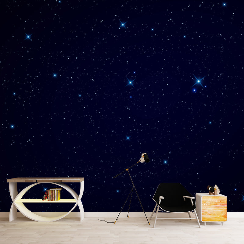 Modern Sparse Starry Sky Mural for Living Room Custom Wall Covering in Dark Color Clearhalo 'Wall Decor' 'Wall Mural' 1785233