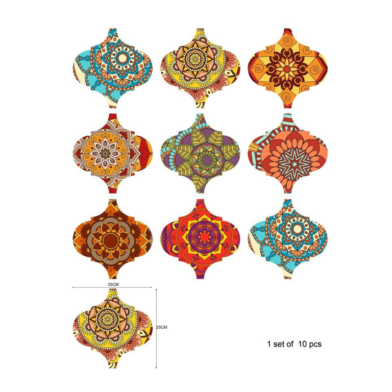 Mandala Stick Wallpaper Panels Boho Beautiful Trellis Wall Covering in Red-Yellow-Blue Clearhalo 'Wall Decor' 'Wallpaper' 1785404