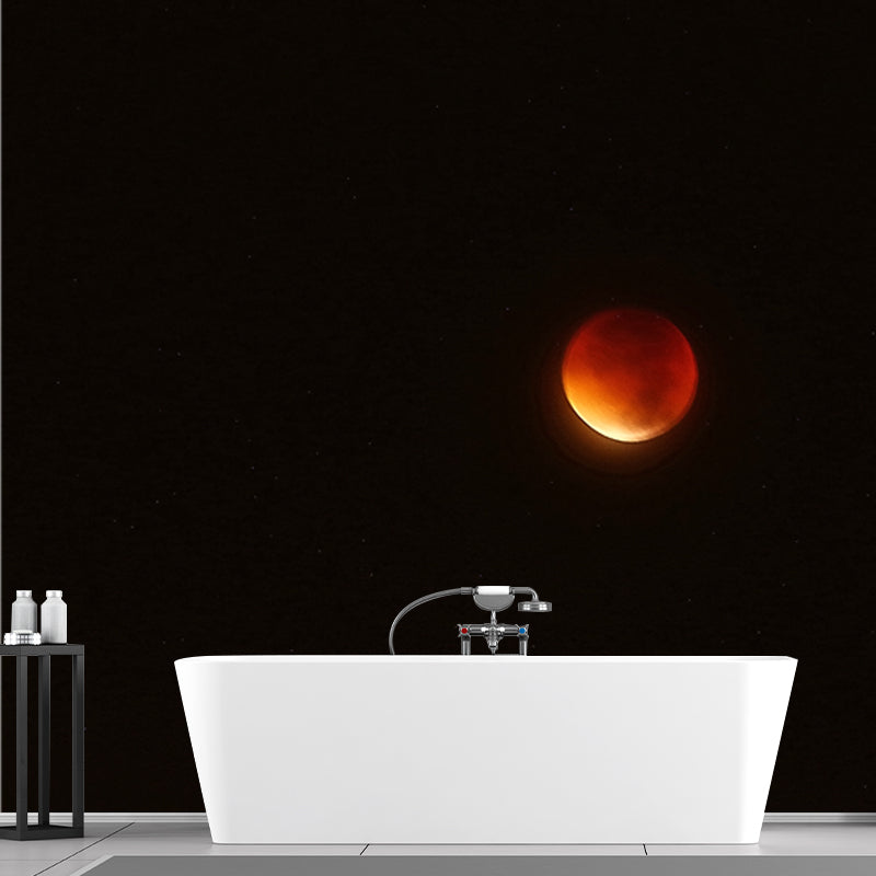 Black-Red Blood Moon Mural Moisture Resistant Modernist Living Room Wall Covering Clearhalo 'Wall Decor' 'Wall Mural' 1785488