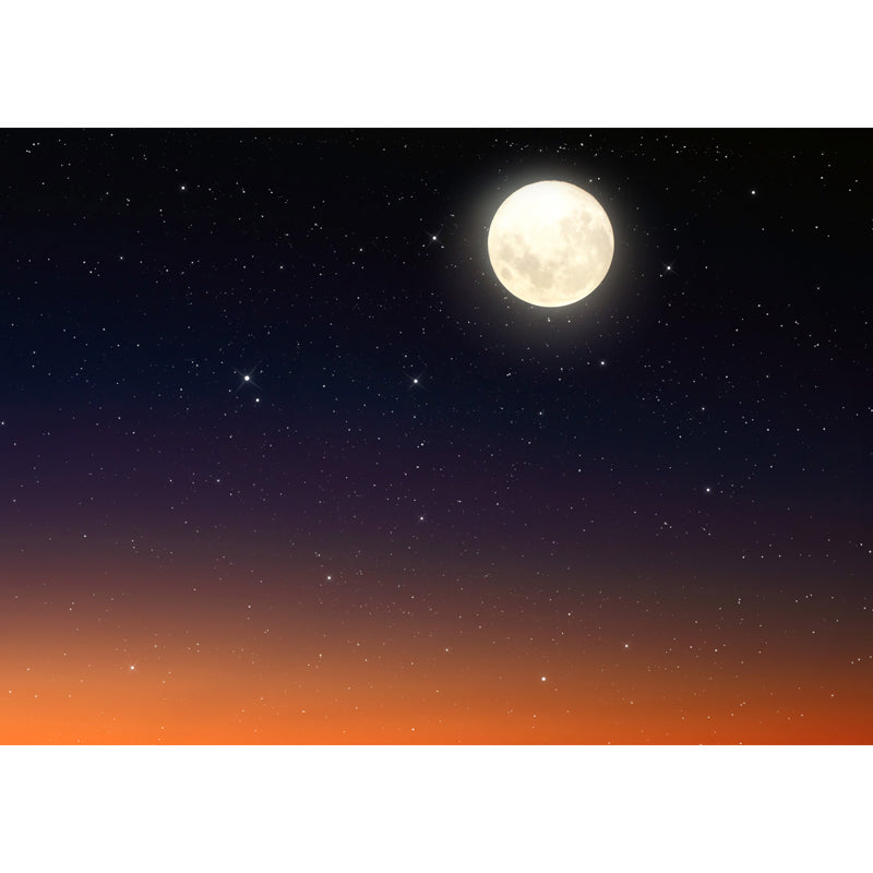 Personalized Photography Modern Mural with Full Moon and Starry Sky Pattern in Black-Orange Clearhalo 'Wall Decor' 'Wall Mural' 1785495