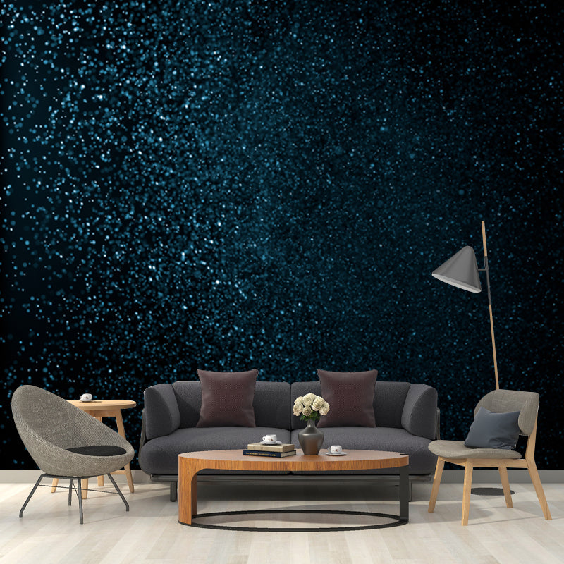 Starry Late Night Wall Mural Modern Water-Proof Living Room Wall Art, Customized Print Dark Blue-Black Clearhalo 'Wall Decor' 'Wall Mural' 1785502