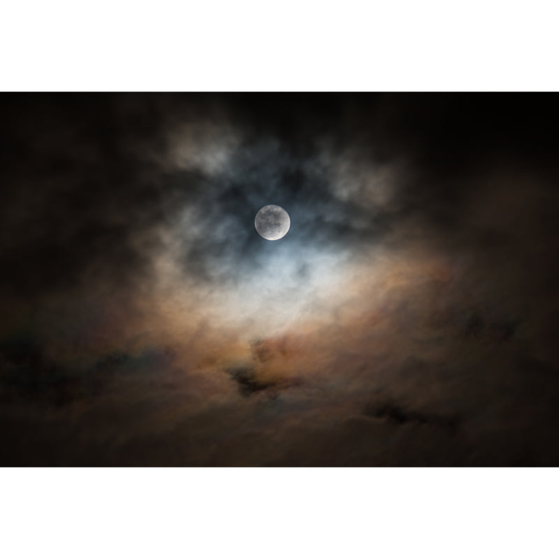 Full Moon Behind Clouds Mural Black-Yellow Modern Style Wall Art for Living Room Clearhalo 'Wall Decor' 'Wall Mural' 1785510