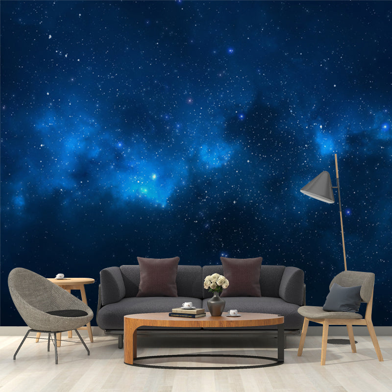 Planetary Nebula Star Mural Decal Modern Style Non-Woven Material Wall Covering in Blue-Black Blue-Black Clearhalo 'Wall Decor' 'Wall Mural' 1785527