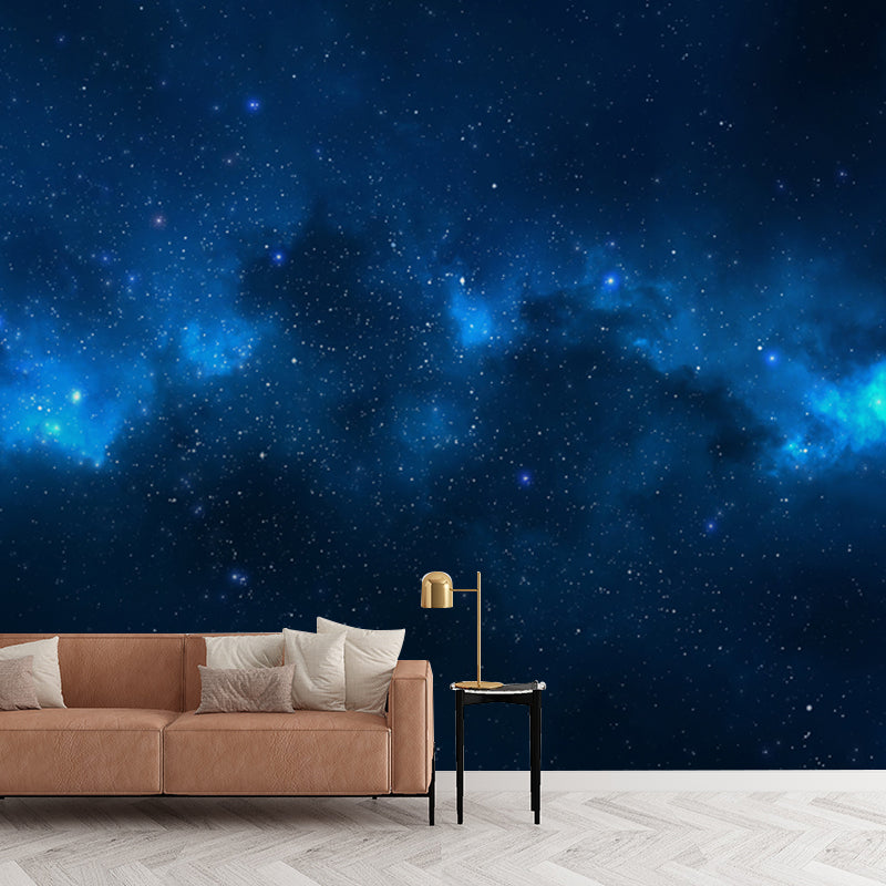 Planetary Nebula Star Mural Decal Modern Style Non-Woven Material Wall Covering in Blue-Black Clearhalo 'Wall Decor' 'Wall Mural' 1785528