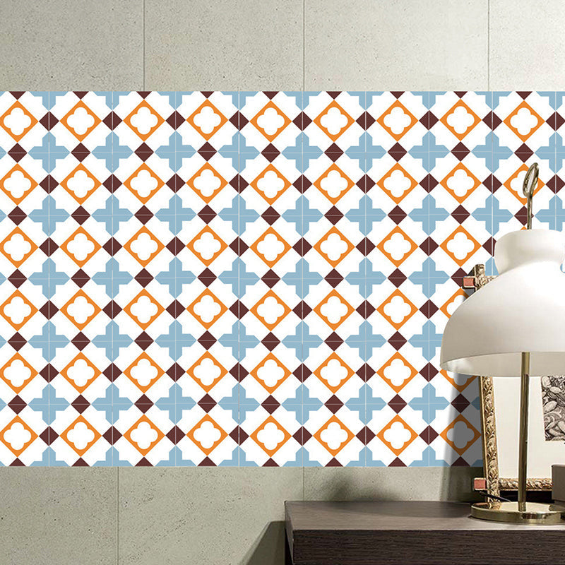 Boho Diamond Pattern Peel Wallpaper Panel Orange-Blue Geometric Wall Art for Room Clearhalo 'Wall Decor' 'Wallpaper' 1785606