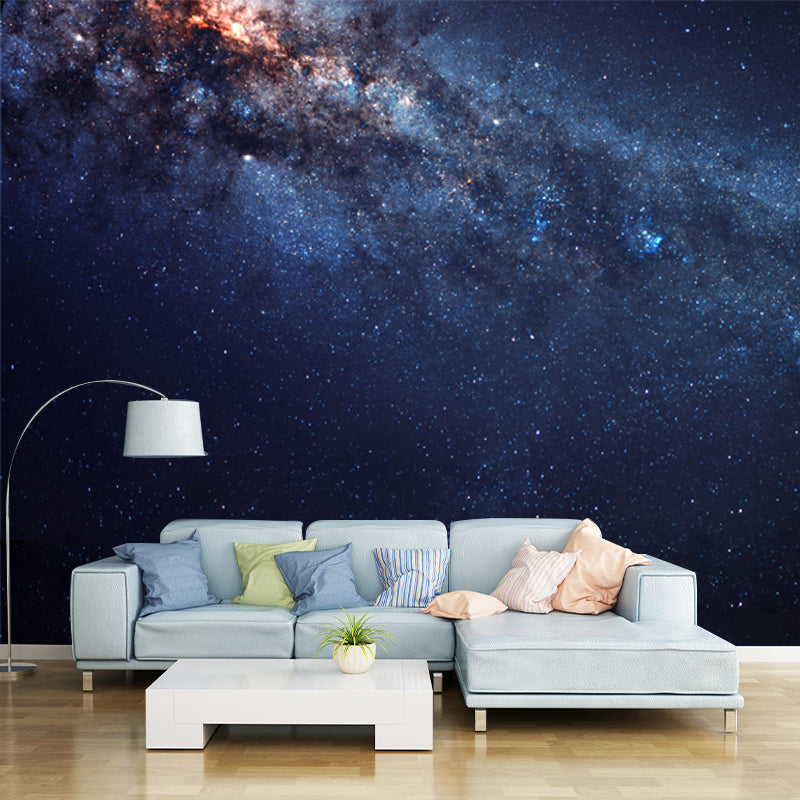 Modern Galaxy Stars Mural Wallpaper for Bedroom Personalized Wall Covering in Blue-Black Clearhalo 'Wall Decor' 'Wall Mural' 1785624