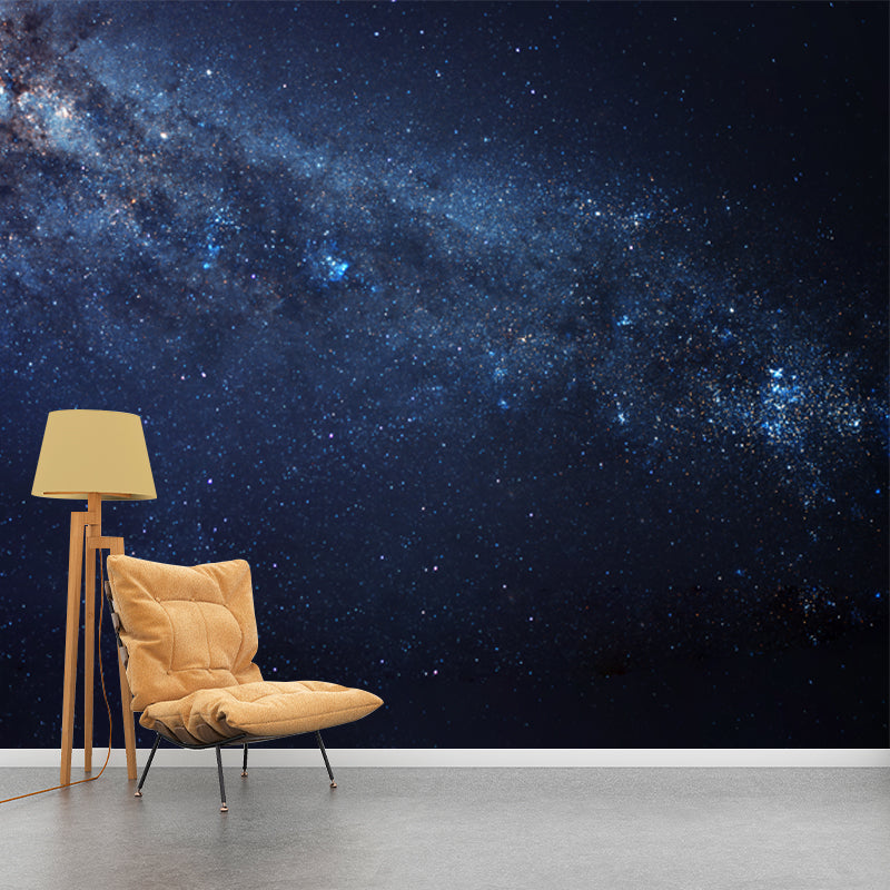 Modern Galaxy Stars Mural Wallpaper for Bedroom Personalized Wall Covering in Blue-Black Clearhalo 'Wall Decor' 'Wall Mural' 1785625