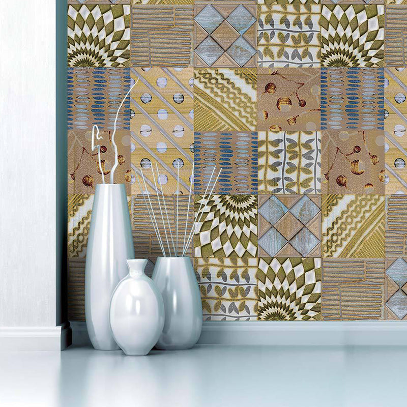 Brown Tribal Patterned Wallpaper Border Mosaic Tiles Boho Self-Sticking Wall Decor Brown Clearhalo 'Wall Decor' 'Wallpaper' 1785754