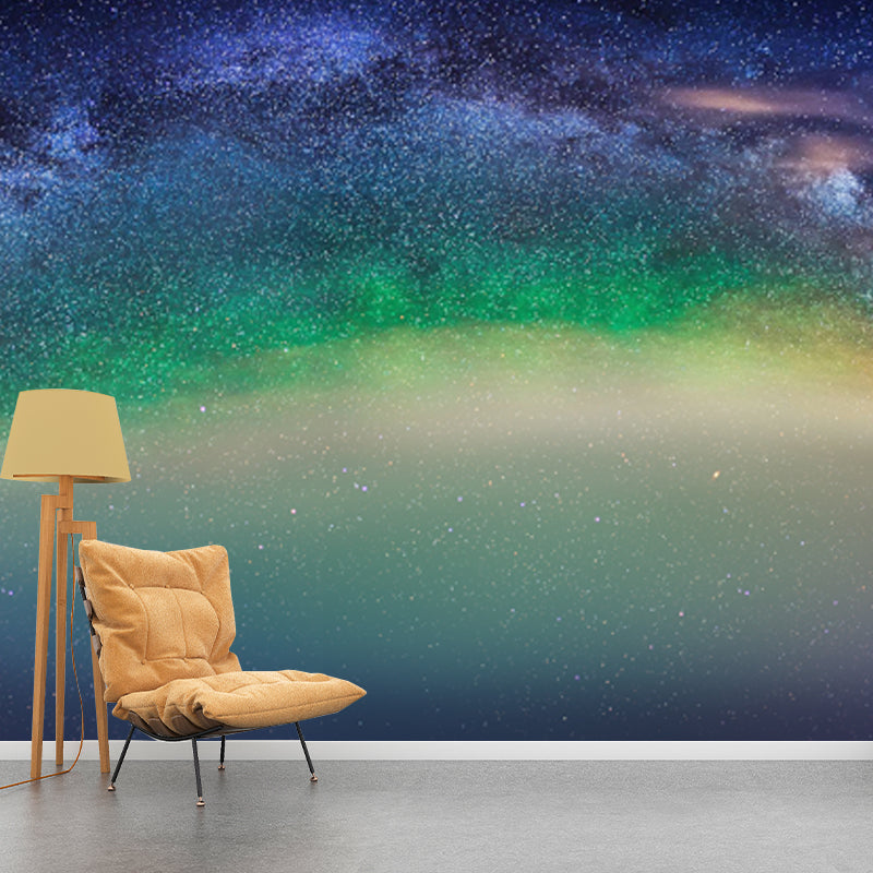 Enchanting Milky Way Mural Wallpaper for Home Arch Aurora Wall Decor, Custom Made Aqua Clearhalo 'Wall Decor' 'Wall Mural' 1785763