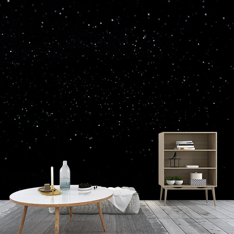 Galaxy and Stars Print Mural Decal Black Modern Aesthetics Wall Decor for Corridor Clearhalo 'Wall Decor' 'Wall Mural' 1785780