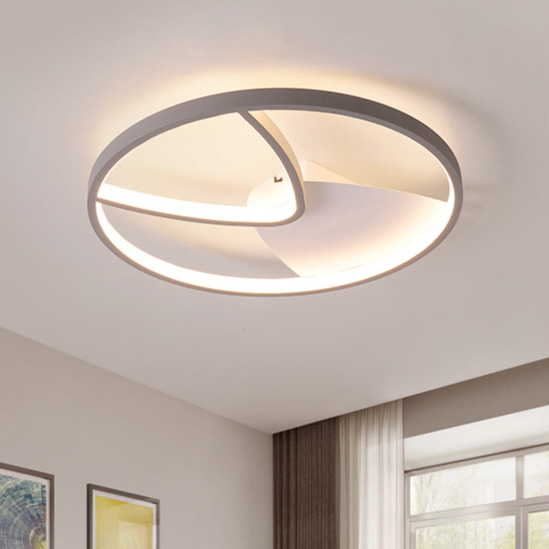 V Shape Metal Ceiling Light Fixture Contemporary Grey LED Flush Mount in Warm/White Light with Silica Gel Diffuser, 16.5