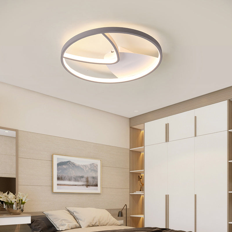 V Shape Metal Ceiling Light Fixture Contemporary Grey LED Flush Mount in Warm/White Light with Silica Gel Diffuser, 16.5