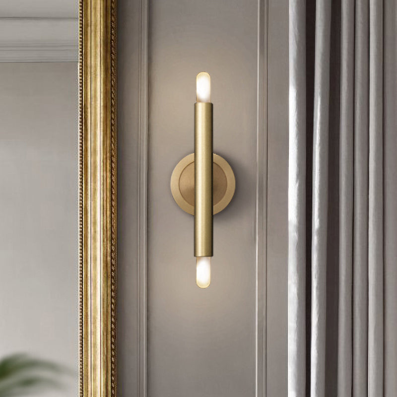 2 Heads Bar Sconce Wall Light Luxury Gold Metal Wall Mounted Lighting with Straight Arm for Bedroom Clearhalo 'Wall Lamps & Sconces' 'Wall Lights' Lighting' 1787319