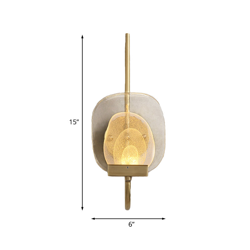 Geometric Clear Glass Wall Light Colonialist 1-Head Bedroom Wall Sconce Lighting Fixture in Gold Clearhalo 'Wall Lamps & Sconces' 'Wall Lights' Lighting' 1787537