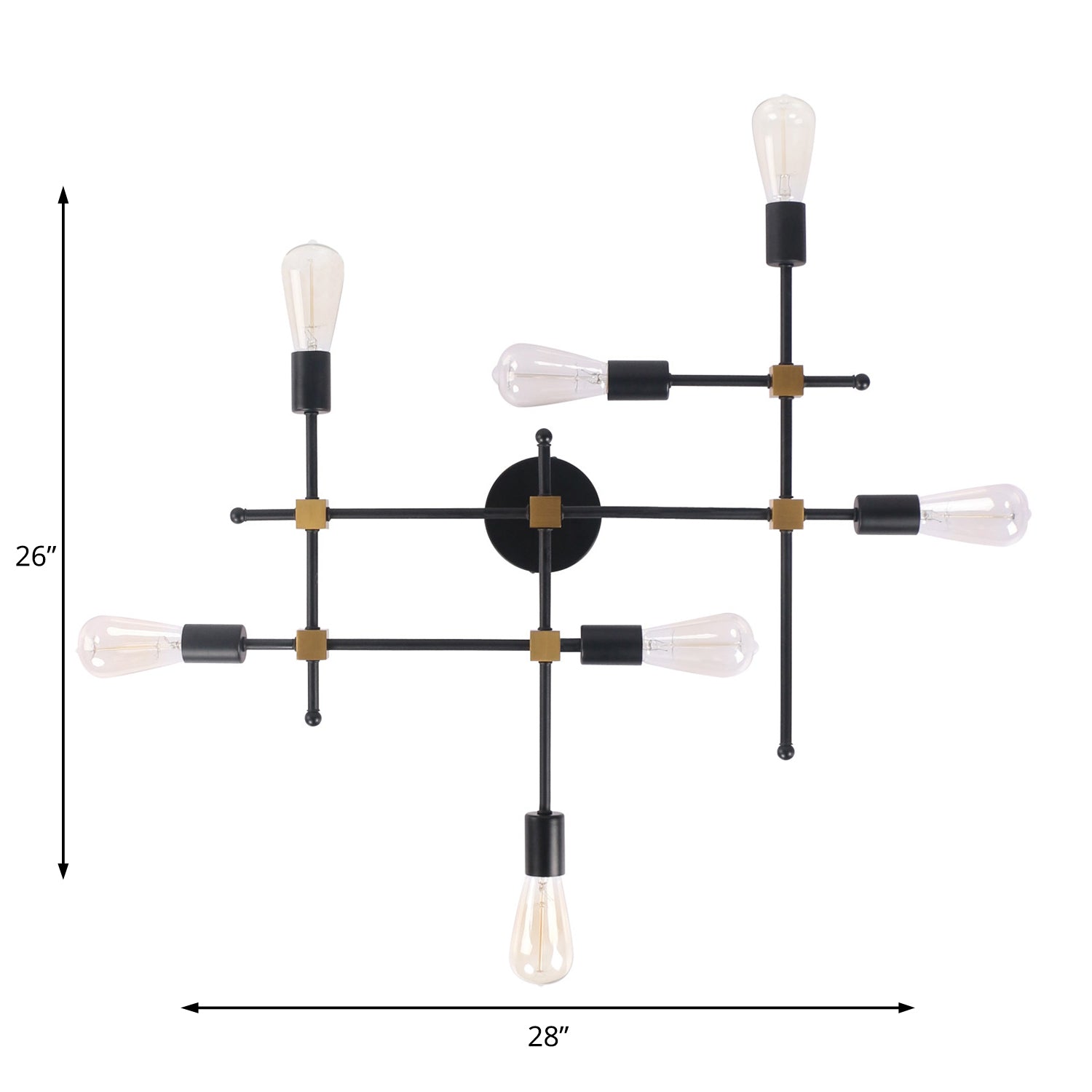 Metal Black Sconce Lighting Crossing Line 7 Bulbs Contemporary Wall Flush Mount Lamp Clearhalo 'Art deco wall lights' 'Cast Iron' 'Glass' 'Industrial wall lights' 'Industrial' 'Middle century wall lights' 'Modern' 'Rustic wall lights' 'Tiffany' 'Traditional wall lights' 'Wall Lamps & Sconces' 'Wall Lights' Lighting' 1788234