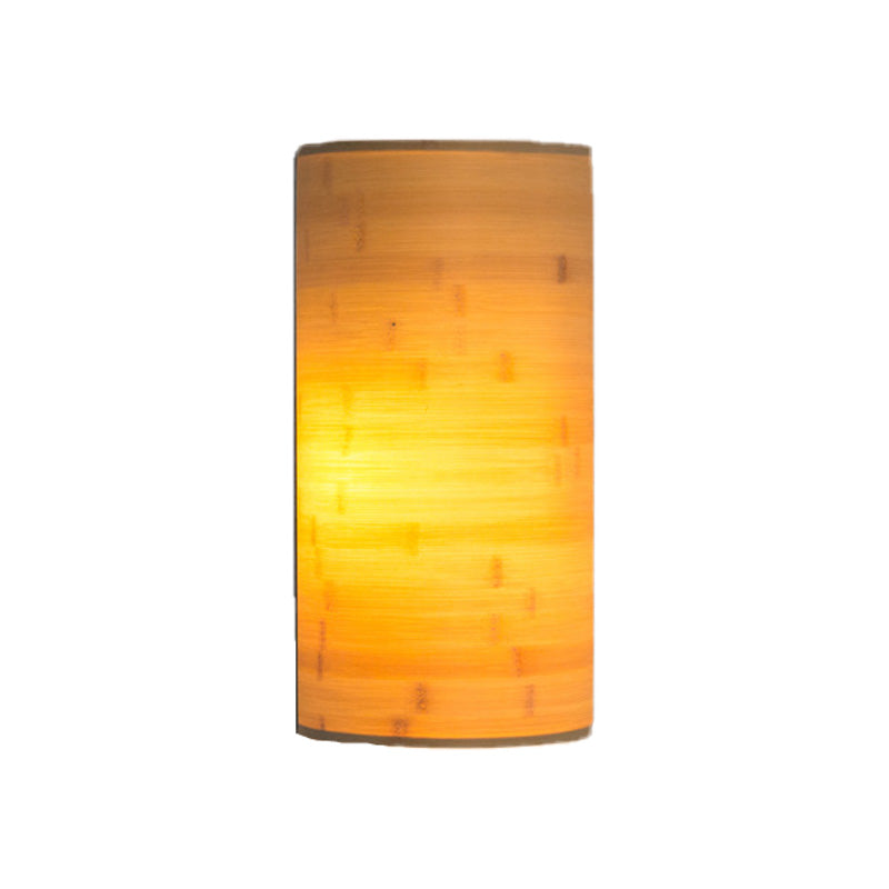 Half-Round Post Wall Mount Lighting Asian Style Bamboo 2 Bulbs Wood Sconce Lamp for Hallway Clearhalo 'Wall Lamps & Sconces' 'Wall Lights' Lighting' 1788333