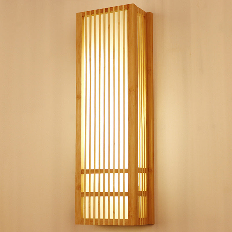 Beige Rectangular Wall Sconce Lighting Asian Style Single Bulb 4