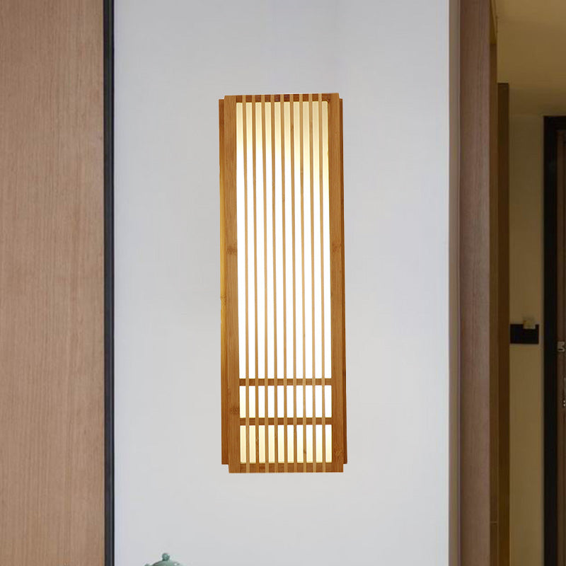 Beige Rectangular Wall Sconce Lighting Asian Style Single Bulb 4