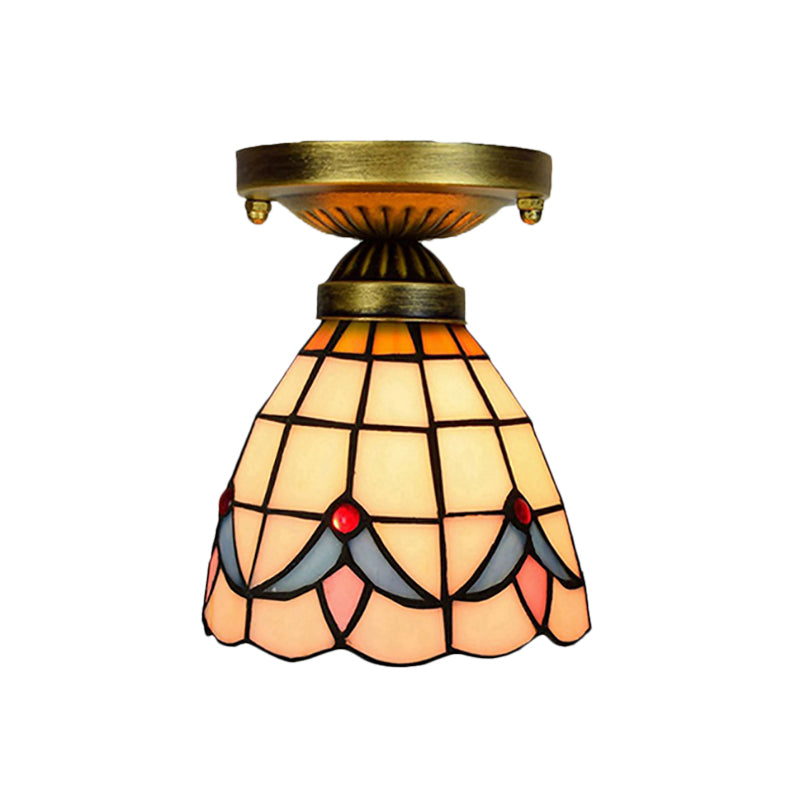 Tiffany Classic Grid Dome Ceiling Light 6