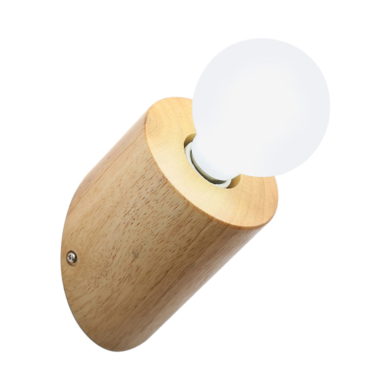 Wood Angled Pole Wall Mount Lamp Minimalist 1 Head Beige Sconce Lighting with Open Bulb Design Clearhalo 'Modern wall lights' 'Modern' 'Wall Lamps & Sconces' 'Wall Lights' Lighting' 1789494